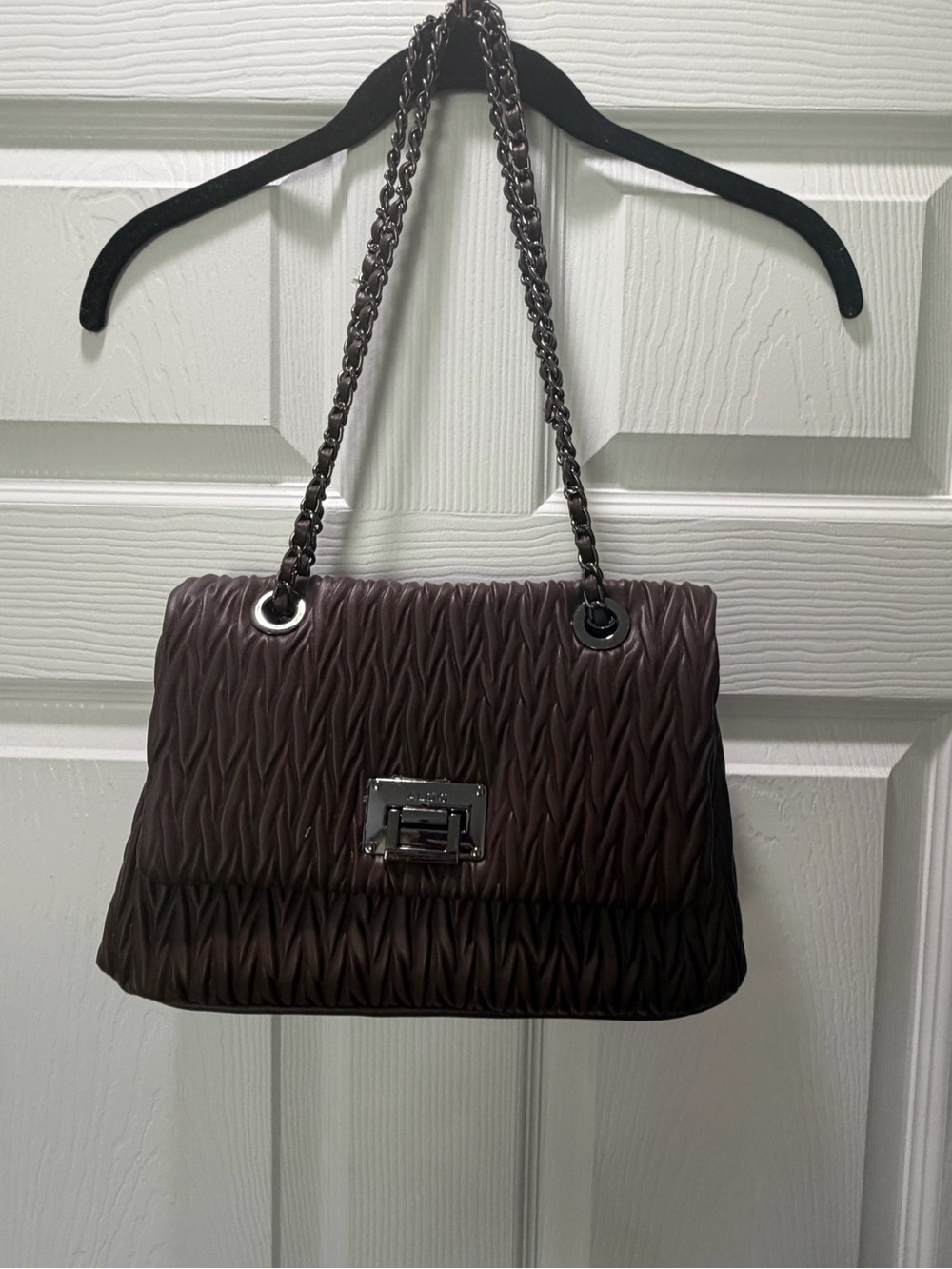 Aldo Quilted Shoulder Bag in Dark Brown with Chain Strap